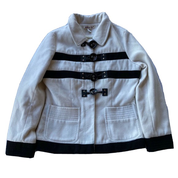 Nico La Coat Sz 8 Black Cream White Stripe Blazer Vintage Buttons 90s Y2K Womens - Picture 1 of 8